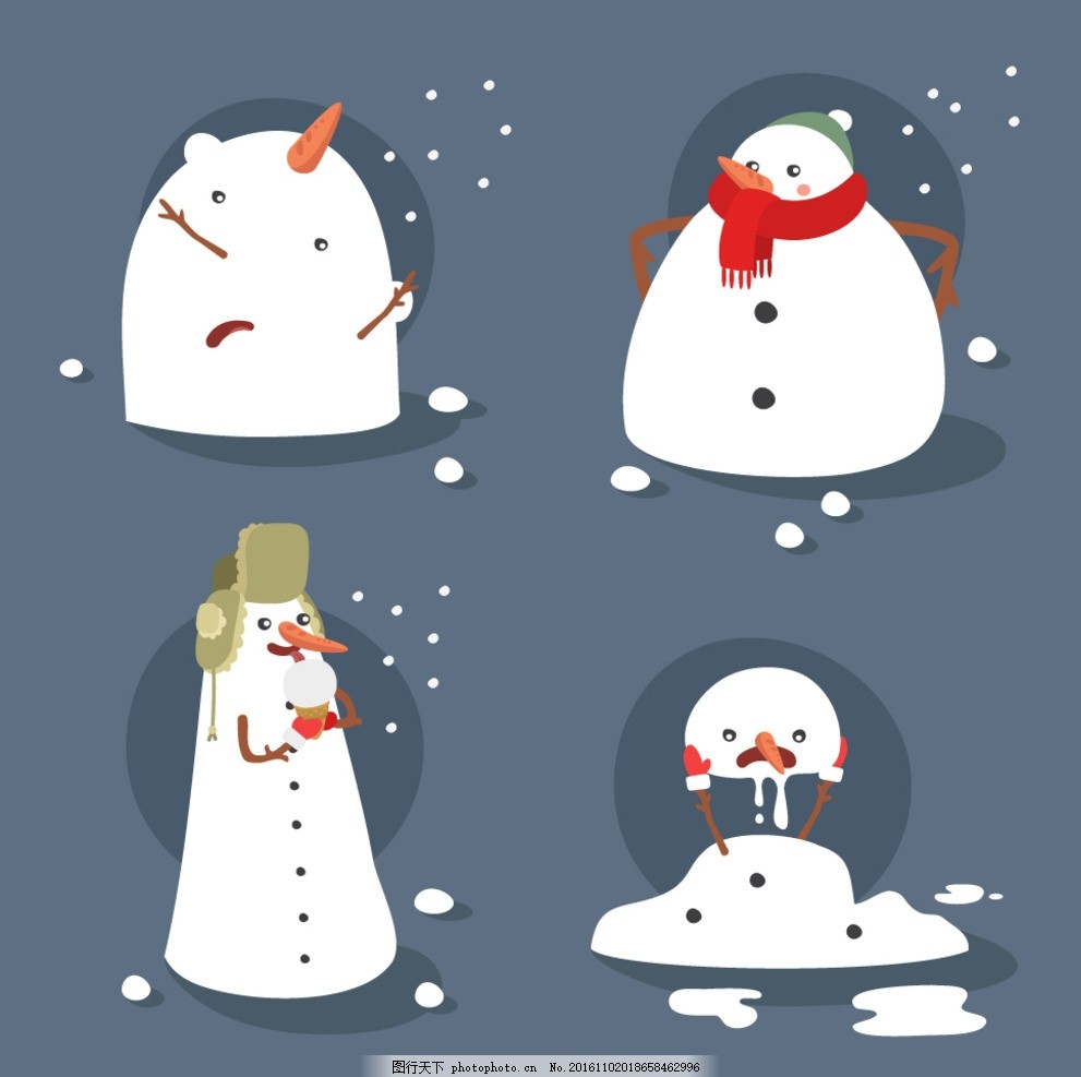 卡通画 雪人 冰天雪地 寒冷 卡通人物 冷 雪天 下雪 冬天 冬季 圣诞节