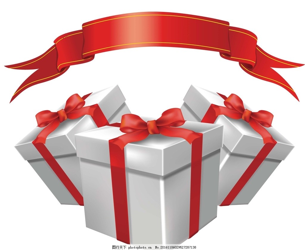 红丝带 礼物,矢量礼品 节日礼品 彩带 包装盒 圣