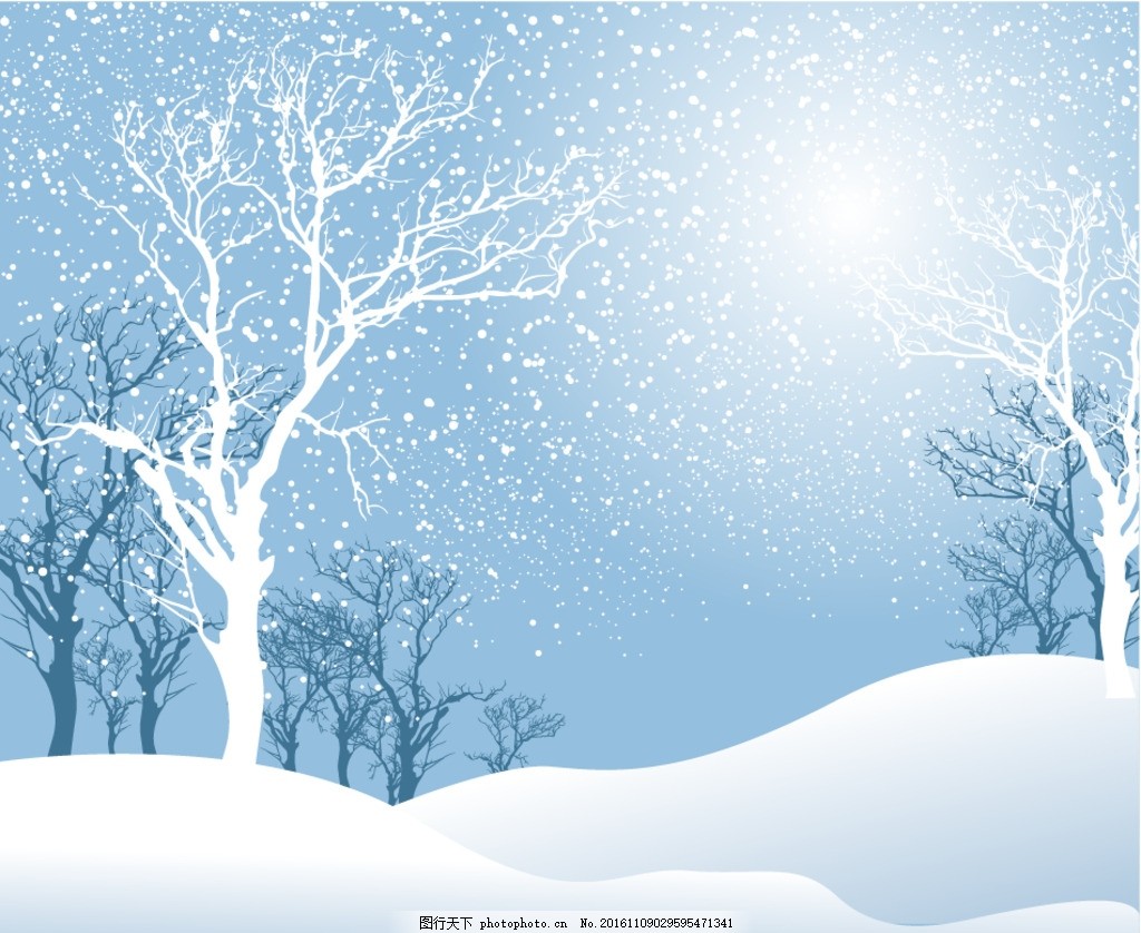 冬季雪景,白雪皑皑 树林雪地 冬季冬天 美景 雪房子-图行天下图库