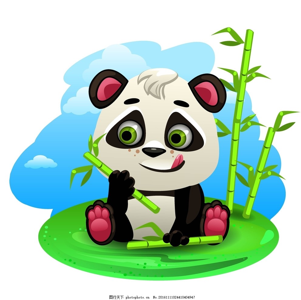 熊猫 吃竹子的熊猫 玩竹子的熊猫 卡通熊猫 可爱熊猫 设计小元素 设计
