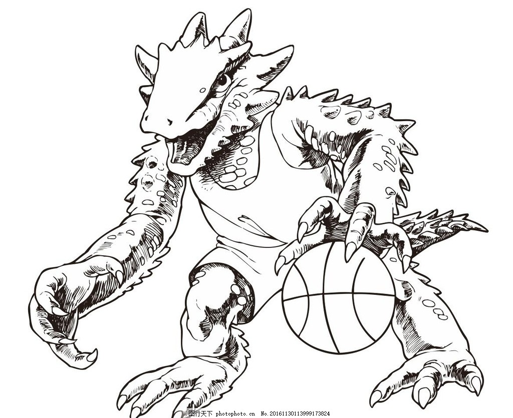 卡通线描恐龙