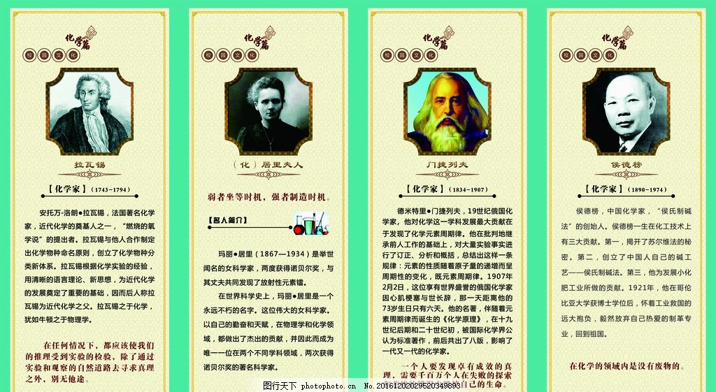 化学篇校园文化,化学家拉瓦锡 居里夫人 门捷列