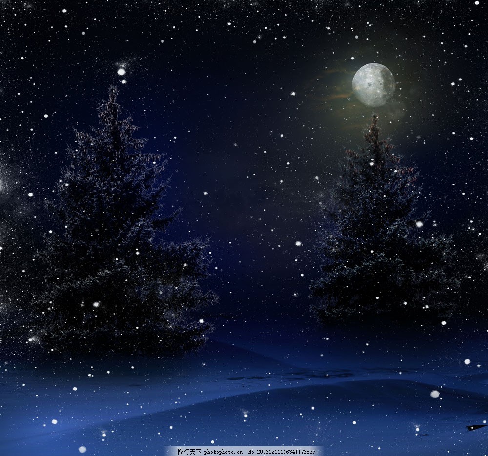 冬天夜晚风景 夜景 雪地风景 美丽风景 美丽风光 风景摄影 山水风景