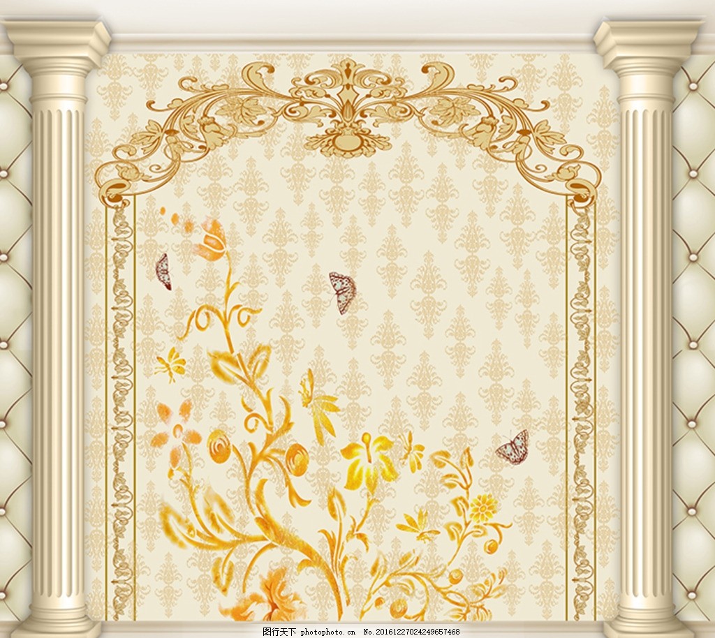 金色 花纹 欧式 欧式花纹 背景墙 花纹背景墙 设计 自然景观 建筑园林