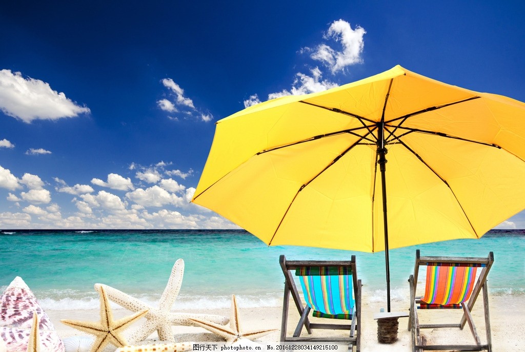 阳光沙滩海浪躺椅