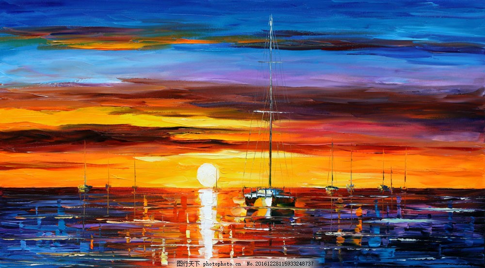 大海风景油画写生图片