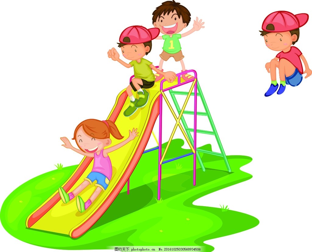 儿童滑梯插画图片素材_ID:373308371-Veer图库