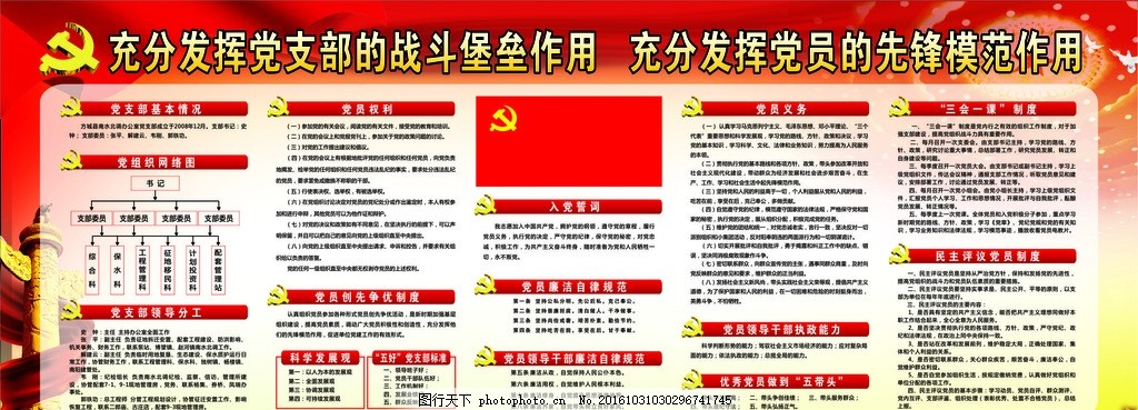 党建版面 入党誓词 党员权利 党员义务 党建版面模板 党建宣传版面