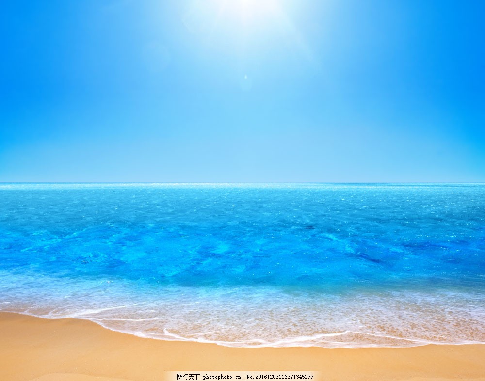 阳光照耀下的大海和沙滩图片_自然风景_高清素材_图行天下图库